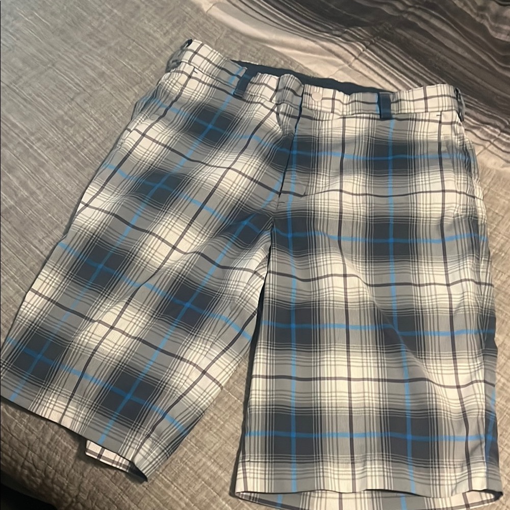 Nike Blue and White Flat Front Shorts Relaxed Fit